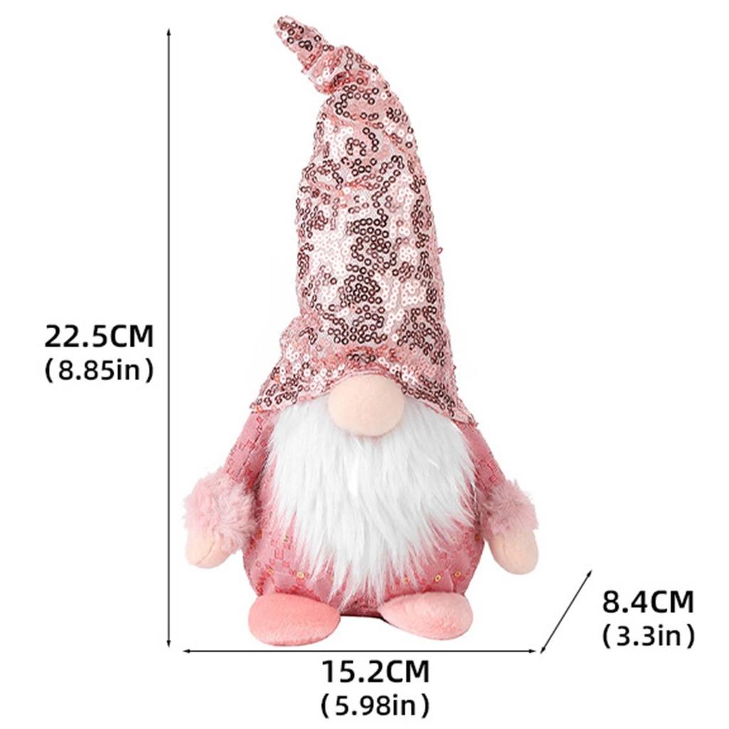 Pink Sequin Rudolph Doll High Hat Xmas Gifts Swedish Cute Gnomes Desk Ornaments Knitted Button Doll Home Decor