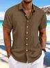 Men's Summer Cotton Linen Short Sleeve Shirt - Casual, Breathable, Cool, Pure Color, Versatile, and Lightweight