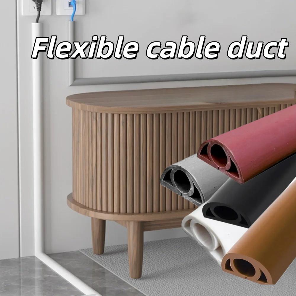 1Roll 1/3meters Floor Cord Cover Self-Adhesive Cord Protector Extension Wiring Duct Protector Electric Wire Slot Cable Manage