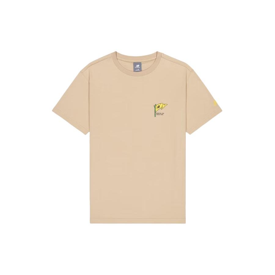 

New Balance Cartoon Alphabet Logo Print Sports Short Sleeve T-Shirt Men Tops Khaki AMT41361-INC