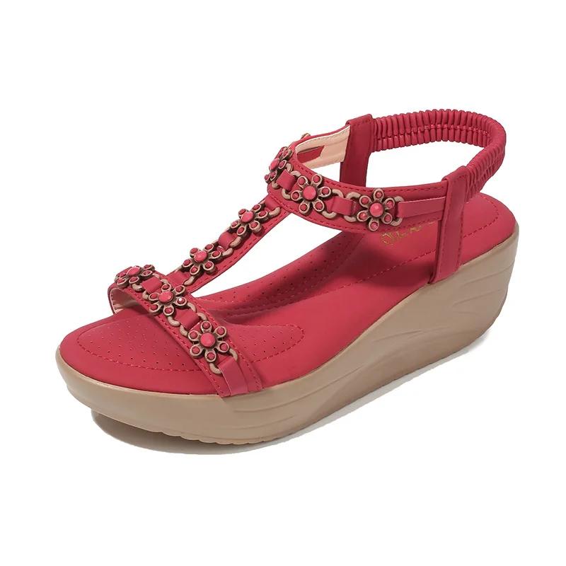 Fashion Shoes for Women Summe Women's Sandals Casual Ladies Flat Comfortable Non-slip Sandalias Mujer Elastic Band Wedges Footwear