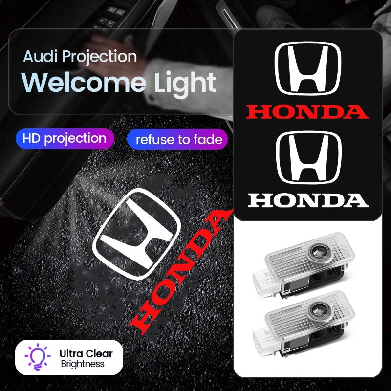 2Pcs LED Car Door Welcome Light HD Projector Lamp Accessories For Honda Civic Fit Jazz Accord City Vezel CR-V S660 Odyssey HR-V