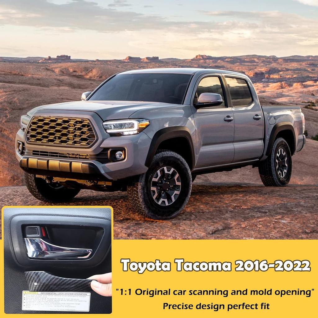 Car Inner Door Handles Cover Trim Compatible with Toyota Tacoma 2016-2022, Auto Inner Door Handles Cover Interior Door Handles Protector Trim
