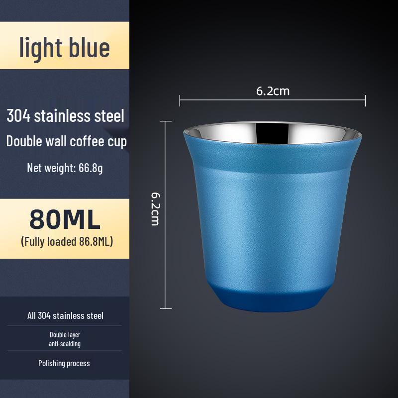 Italian Capsule Coffee Cup - 304 Stainless Steel, Double-Layer Insulated, Food-Grade, Latte Gift