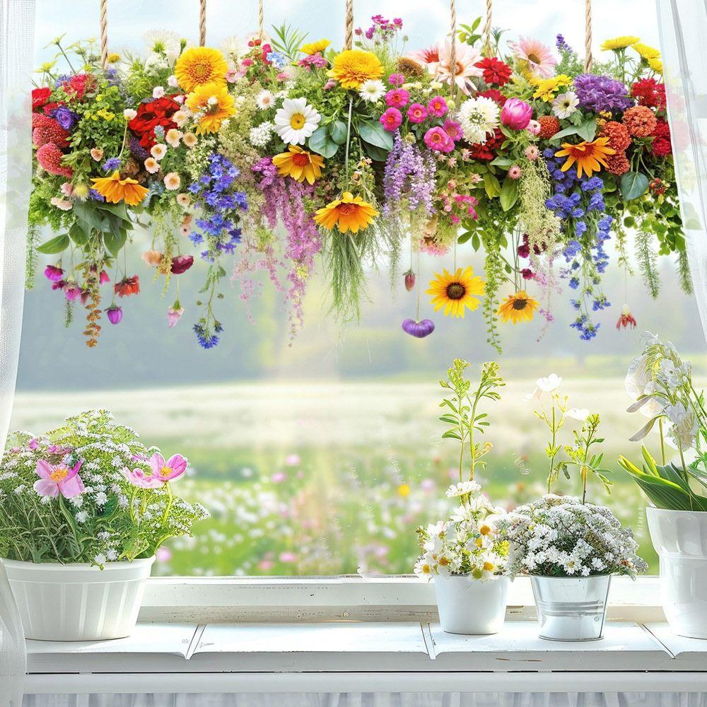 Photo Props 3D Flower Window Sticker Double Sides Decorative Sticker Glass Decals Home Decoration