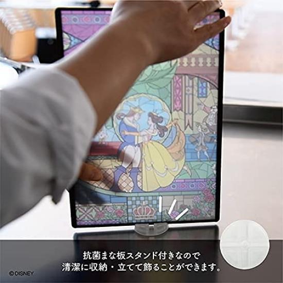 YAXEL Disney Beauty and the Beast Made in Japan with stand Stained glass style 263 x 185mm