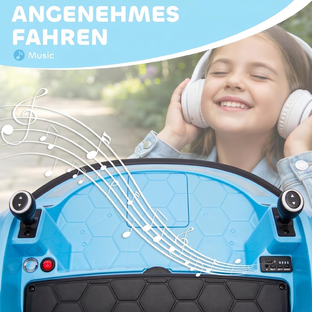 Bumper Car, 360 degrees Rotation, 2 km/h Speed, Seat Belt, LED Lights, Music and Horn, Blue
