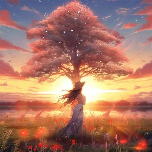 5D DIY Malowanie Diamentowe Drzewo Dziewczyna Haft Mozaika Krajobraz Zachodu Słońca Pełny Kwadratowy Okrągły Dekor Domu