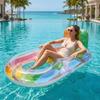 Glitter Inflatable Pool Float Chair with Backrest & Cup Holder Blow Up Floating Hammock Leakproof For Adult Water Leisure Floats