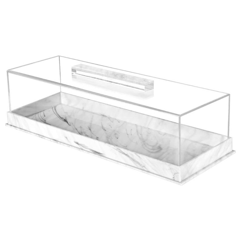 Rectangular Dessert Serving Tray with Clear Lid Acrylic Cake Display Box Cake Storage Tray for Professional and Home Use
