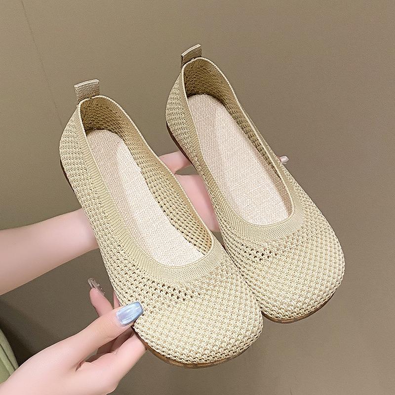 New fly-woven single shoes women's rubber soft-soled Doudou shoes spring and summer one-pedal lazy single shoes