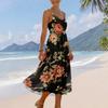 Ärmelloses Damen Maxikleid mit Spaghettiträgern, Farbverlaufdruck, Sommerlich, Fließend, Mehrlagig, Strandkleid, Lässig, Locker sitzend, Strandmode