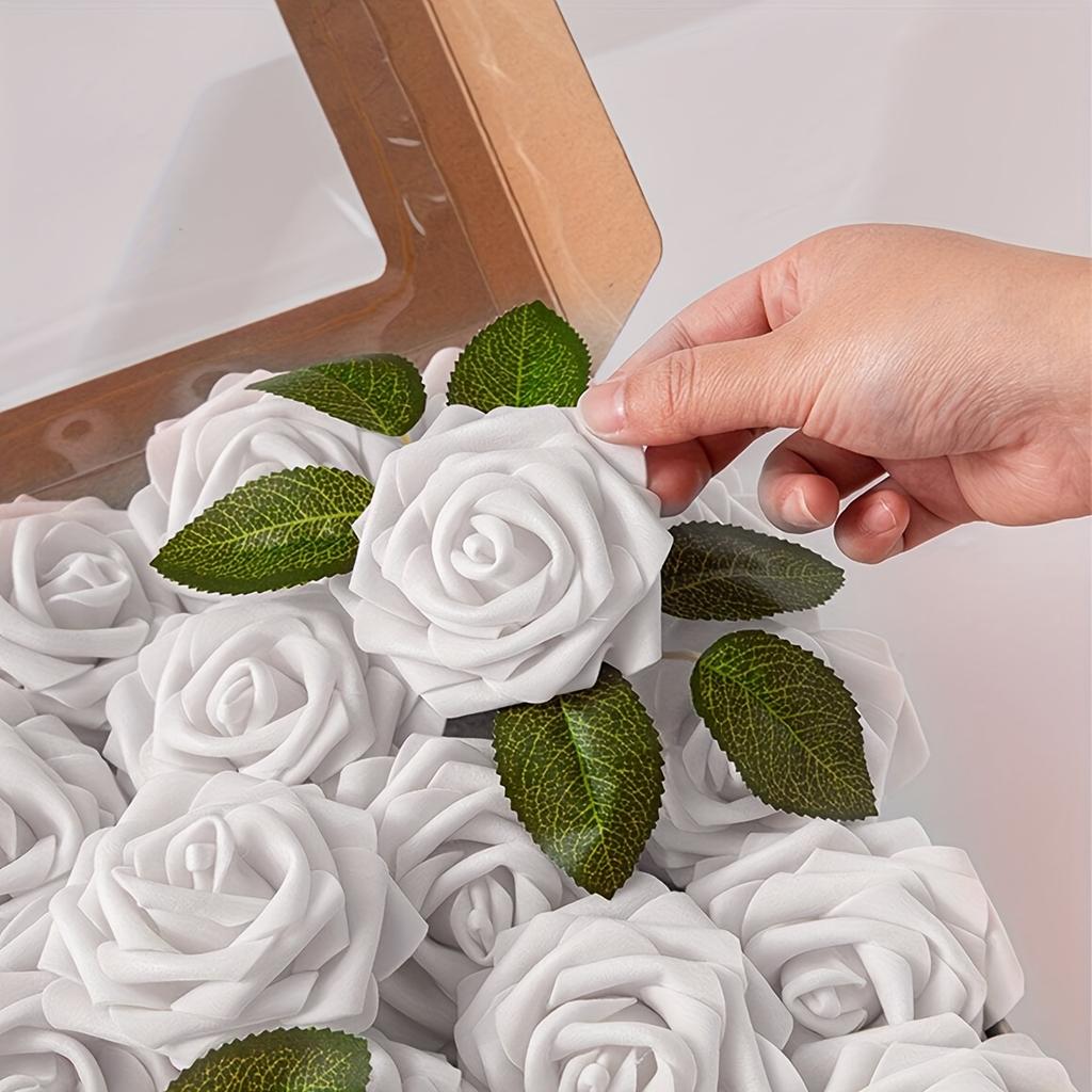 25 Stück Künstliche Blumen, Falsche Blumen Rosen mit Stiel für DIY Hochzeitssträuße Tafelaufsätze Arrangements Party Heimdekorationen