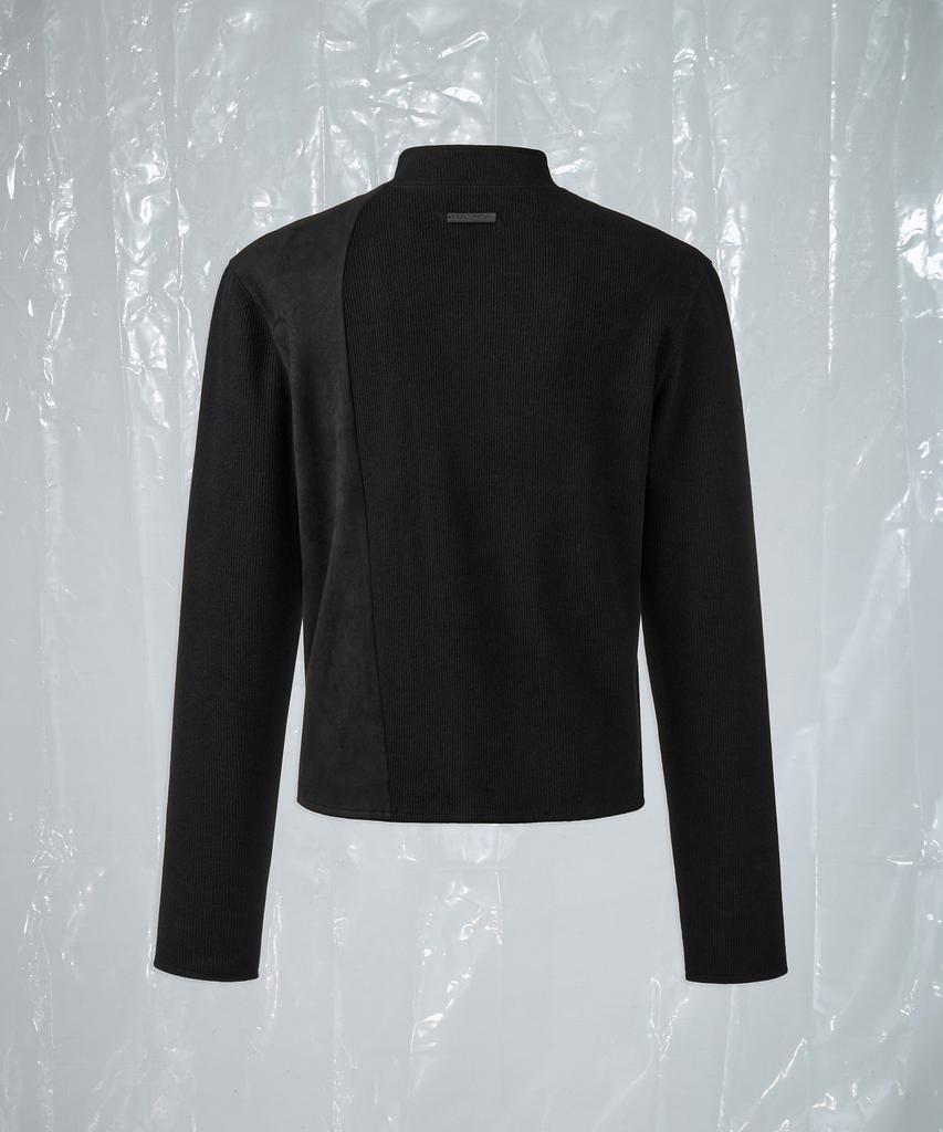 AREUBAN Mix Panel Zip-Up Jersey_Jet Black
