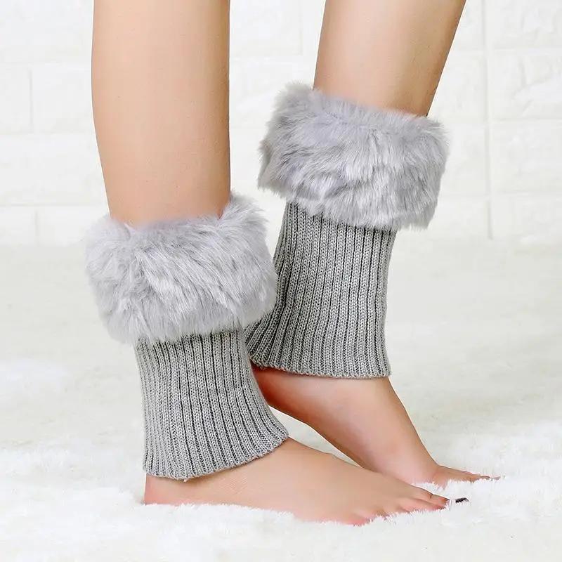 Winter Short Sports Sleeves Cover Cuff Warm Socks Outdoor Boots Cover Ladies Knitted Leg Guards
