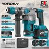 YOFIDRA Brushless 26MM Electric Hammer Impact Drill 8000IPM Multi-Screwdriver Rotary Drilling Tool For Makita 21V Battery Pin