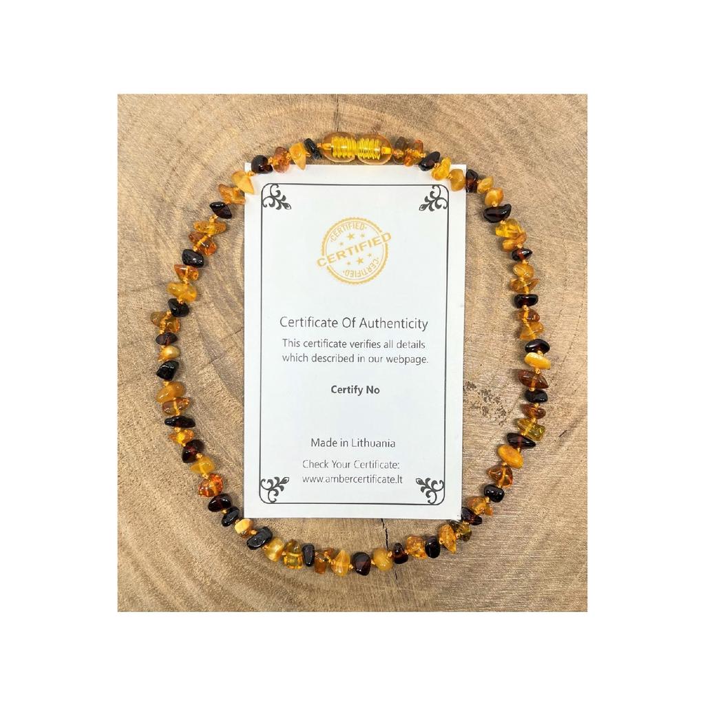 Drop Amber Oval Baby Necklace Multicolor 33cm