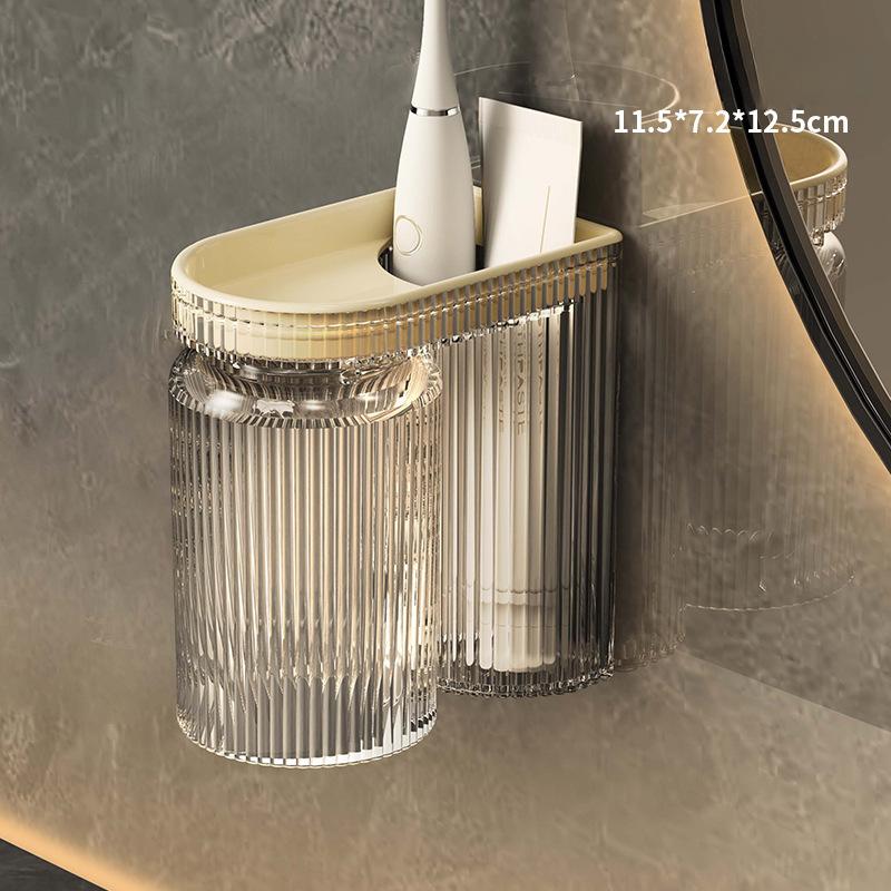 

Подставка для хранения зубных щеток Без перфорации Чашка для полоскания Чашка для полоскания Настенная подставка Настенная ванная комната бежевый