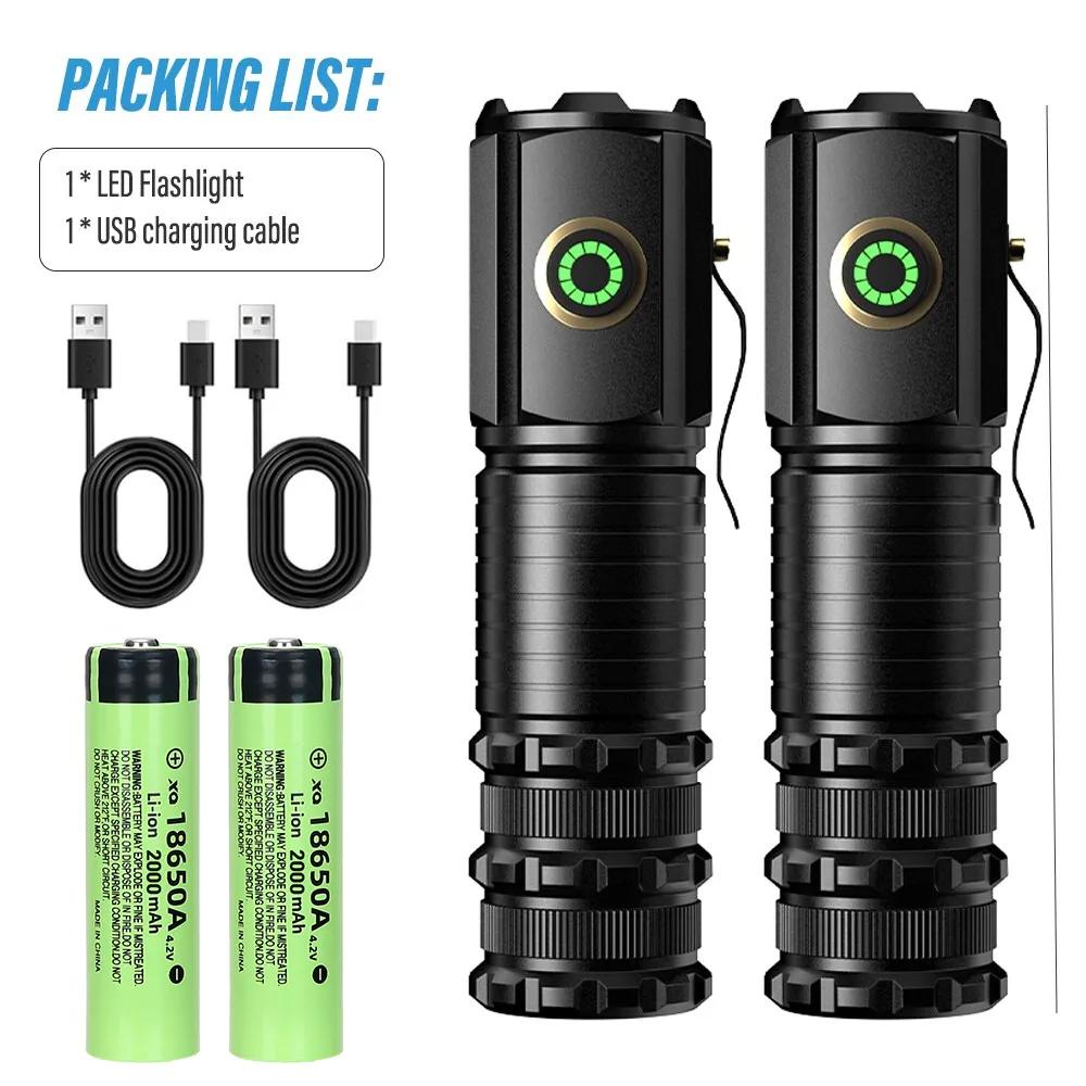 3 F350 LED Mini  Flashlight Powerful Type-C Rechargeable 18350 Battery Torch SST20 2000LM Lamp with Tail Magnet Tactical Lantern