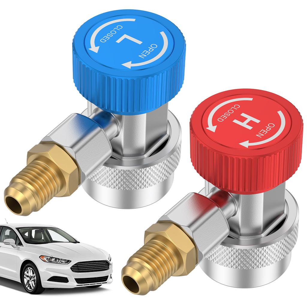 R134a Quick Coupler Adapter Kit 1/4 Inch Male Flare High Low Pressure 6 Ball Connector for Automotive HVAC Refrigerant Charging