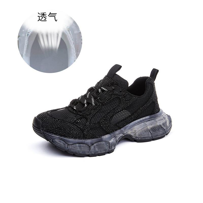 thick-soled dad shoes women's summer new breathable sports shoes women's thick-soled heightening shoes high-value rhinestone women's shoes