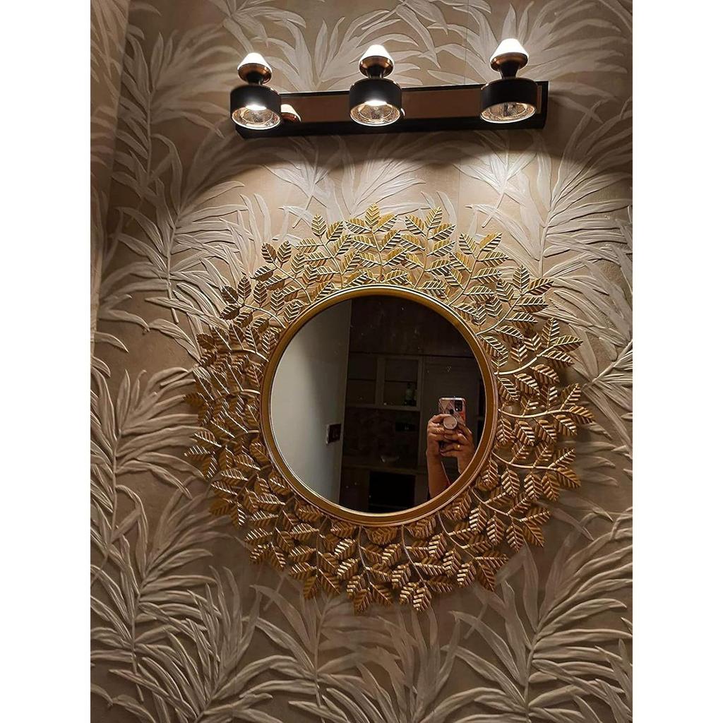 Rust Proof & Weather Proof Wall Mirror - Ideal Mirror for Living Room, Bathroom, Bedroom, Foyer | Entryway, Wash Basin Area - Gold 24 Inches 1 Piece