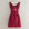 New Korean Style Pleats Trim Aprons Taslon Cross Back Dress Aprons Large Pockets Waterproof Painting Apron for Florist Shop