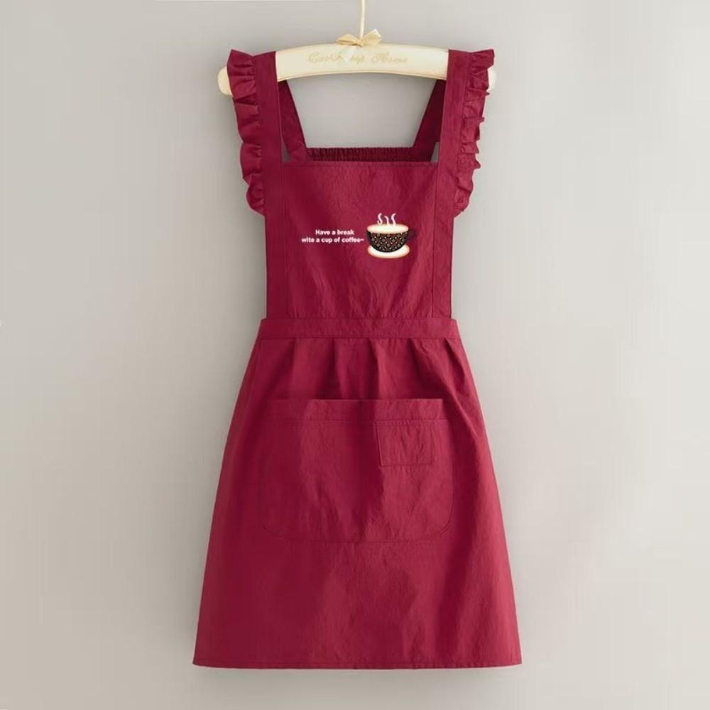 New Korean Style Pleats Trim Aprons Taslon Cross Back Dress Aprons Large Pockets Waterproof Painting Apron for Florist Shop