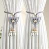 2PCS Curtain Holder Pearl Curtain Buckle Adjustable Curtain Binding Curtain Straps  Living Room