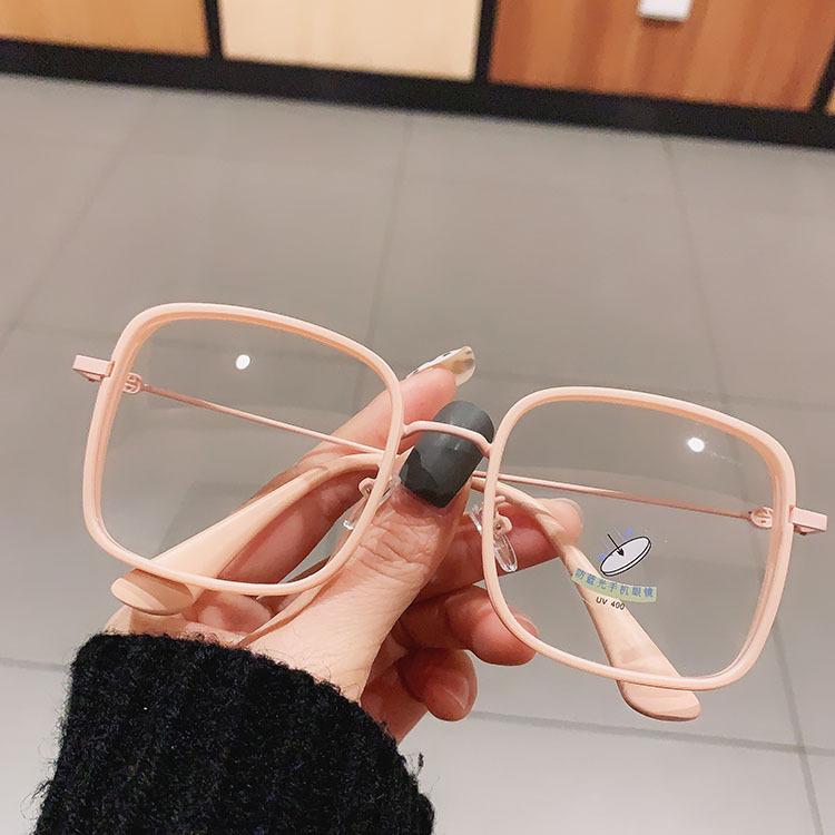 New Fashion Square Reading Anti Blue Light Glasses Women Brand Designer White Female Eyeglasses Metal Frame Transparent Glasses