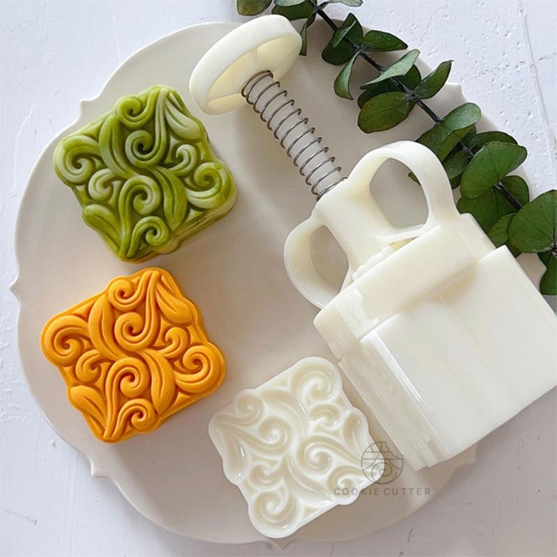 Square Vine Pattern Mooncake Press Mold Cookie Stamps Chinese MidAutumn Moon Cake Makers Decoration Tool for DIY Cookie