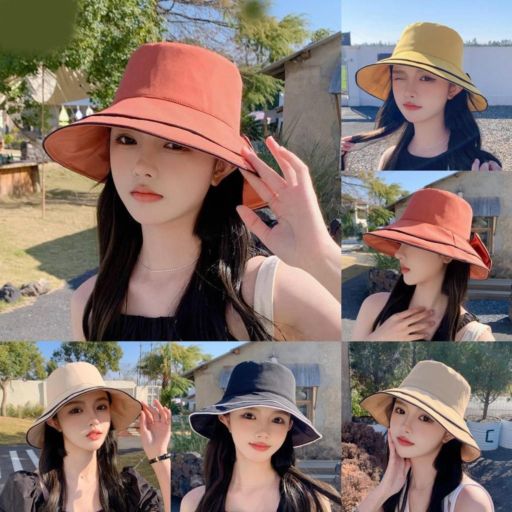 Polyester Cool Sun Hat With Wide Brim And Stylish Bow For Summer Outdoor Use