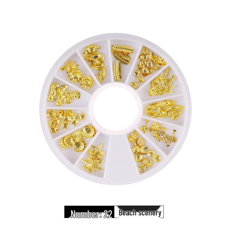 

12-Compartment Tray of Japanese Nail Art Metal Rivets & Rhinestone Embellishments