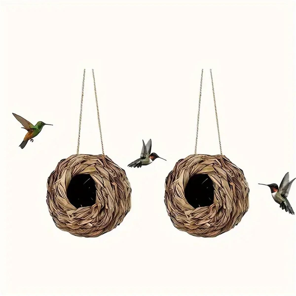 

2pcs pure handmade creative reed grass woven bird nest courtyard garden decoration hang a hummingbird nest on the tree
