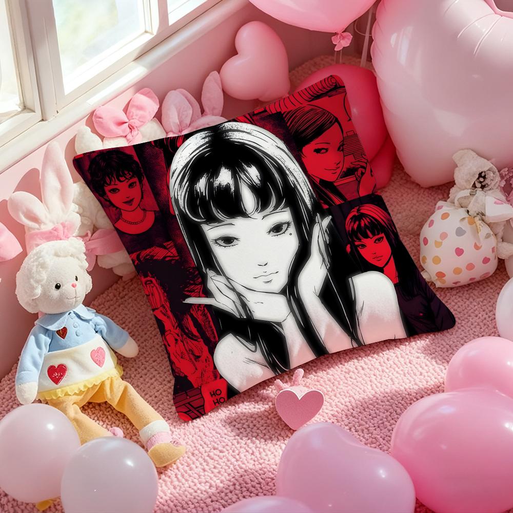 T-Tomie Anime Cushion Cover Pattern Printed Pillowcase for Living Room Sofa Cushion Cover & Bedroom Decor