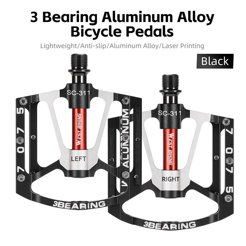 WEST BIKING 3 Подшипника Велосипедная Педаль CNC Алюминиевый Сплав Противоскользящая MTB Дорожный Велосипед Педаль Расширенные Педали Профессиональные Велосипедные Аксессуары чёрный