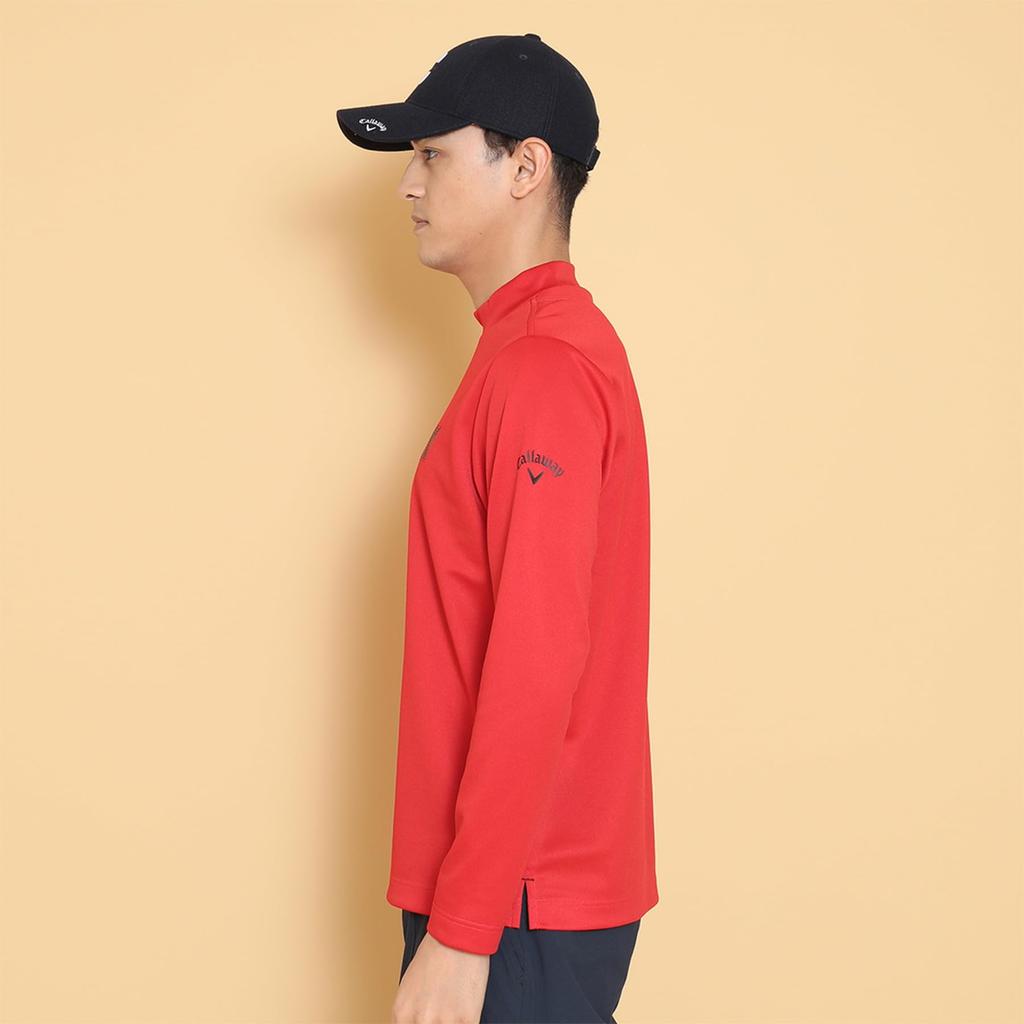 Callaway Men's Long Sleeve Mock Neck Shirt (Stretchable, UV Protection) / Golf Undershirt / C24233102 1100_Red LL