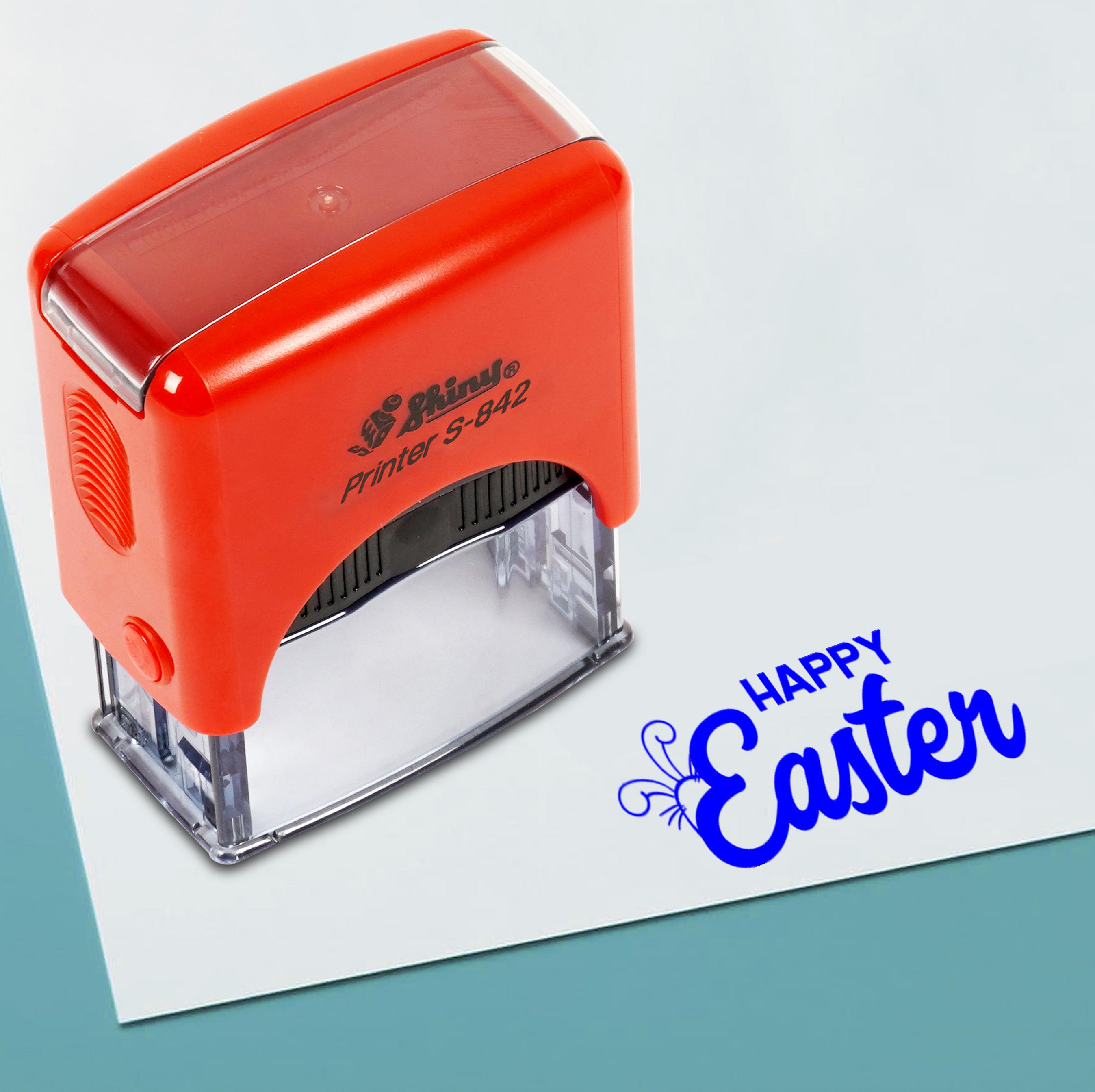

Printtoo Happy Easter Self Inking Rubber Stamp Pre,Inked Office Stamp, Home Office Business Stationery, 38 x 14 mm, Blue-38 x 14 mm синій