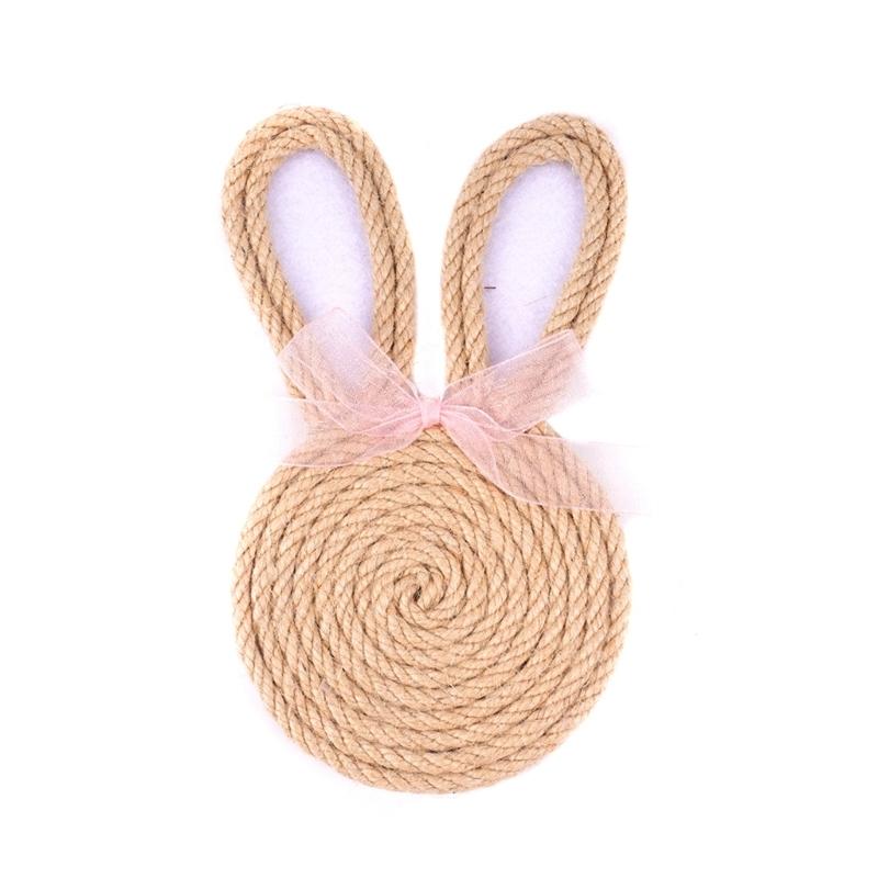 

Unique Easter Themed Coasters Woven Rope Nonwoven Fabric Rabbit Shape Drink Mats Gift For Housewarmings Or Parties
