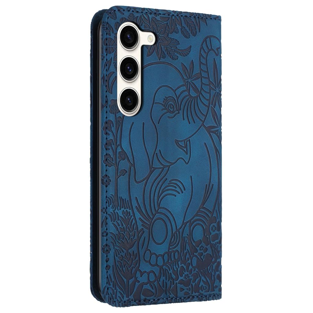 For Samsung Galaxy S23 Case Leather Magnetic Wallet Phone Cover Elephant Pattern