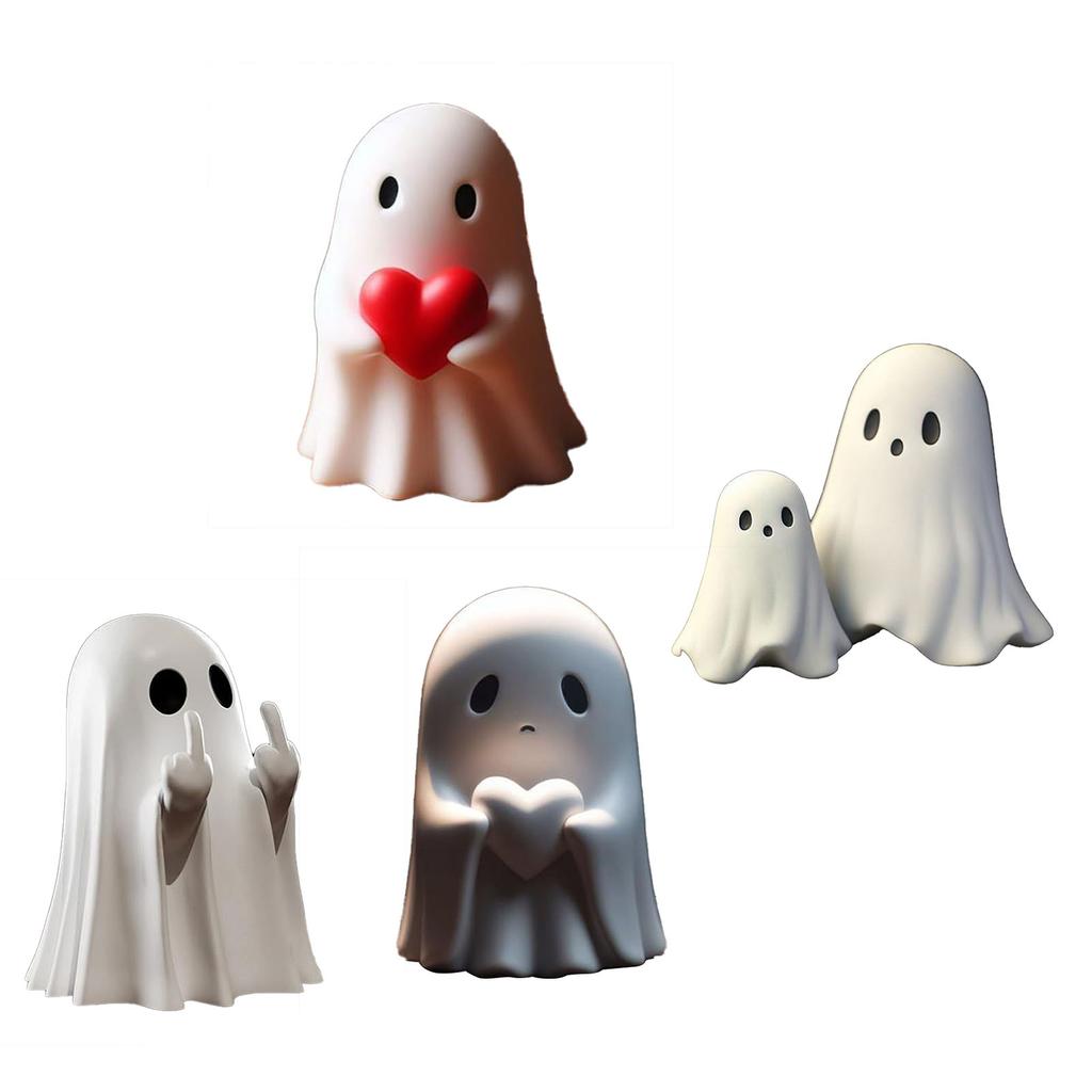 Cute Ghost Figurine Spooky Resin Statue All Hallows Day Porch Indoor Home Decoration