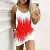 Summer New Retro Lines and Beaches  Pattern Print Sleeveless Bodycon Dress with Pockets Sexy Slim Fit Elegant Party Dress