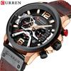 Curren 8329 Men's Six-Hand Quartz Watch with Leather Strap and Calendar
