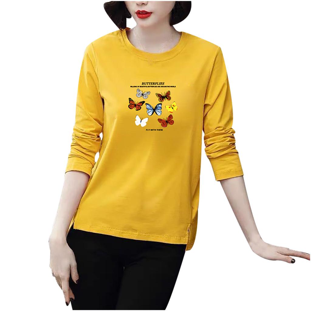 Fashion Women Casual Long Sleeve Printed  Blouse Ladies T-Shirt Tops