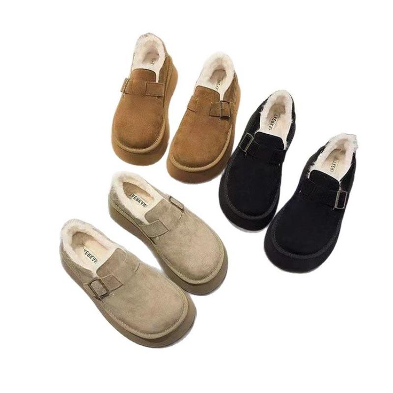 Neue Damenschuhe mit dicken Sohlen, Fleece-Schneestiefel, Einschlupfschuhe und Baumwollschuhe