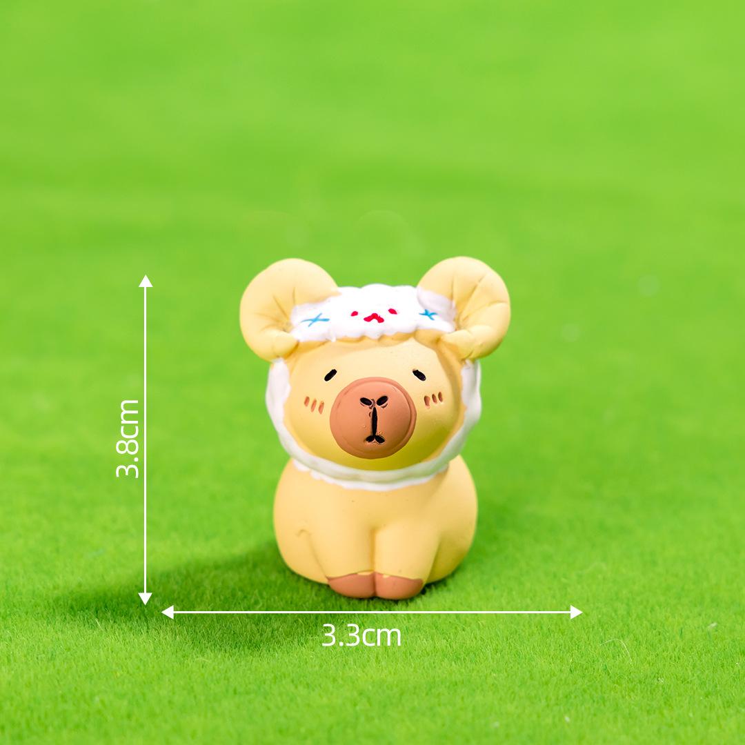 Знаки Зодиака Капибара Мультяшное Животное Фигурка Модель Игрушка Каваи Капибара Смоляная Фигурка Настольное Украшение Подарок на День Рождения