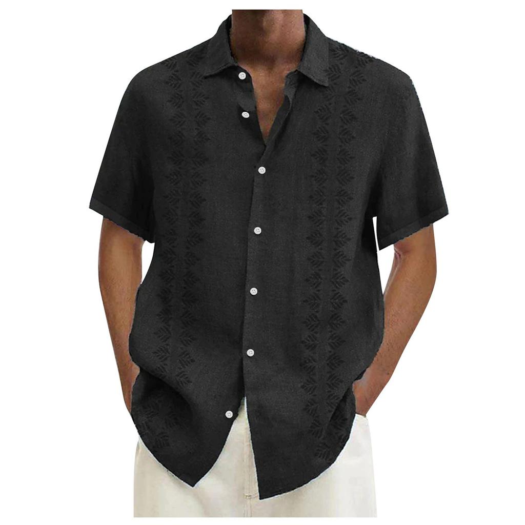 Men's Casual Button-Down Short Sleeve Shirt Lightweight Breathable Summer Beachwear