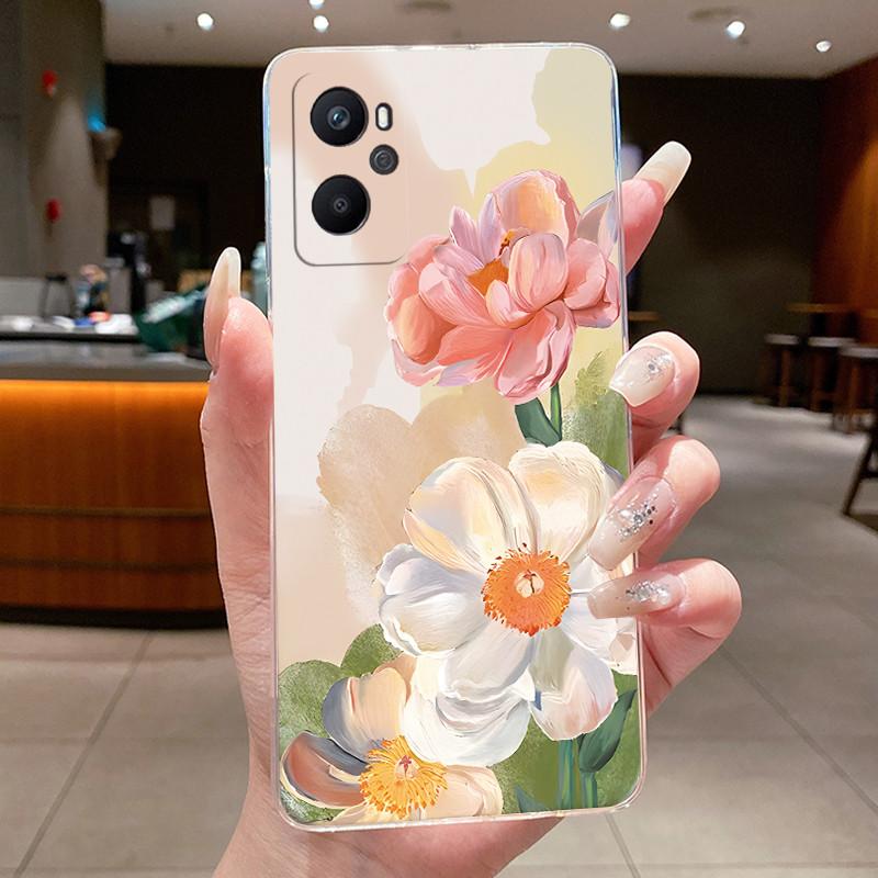 Casing For OPPO A96 CPH2333 Phone Case Soft Case New Design Aesthetic Luxury Fashion Butterfly Flowers Clear Silicone TPU Cover