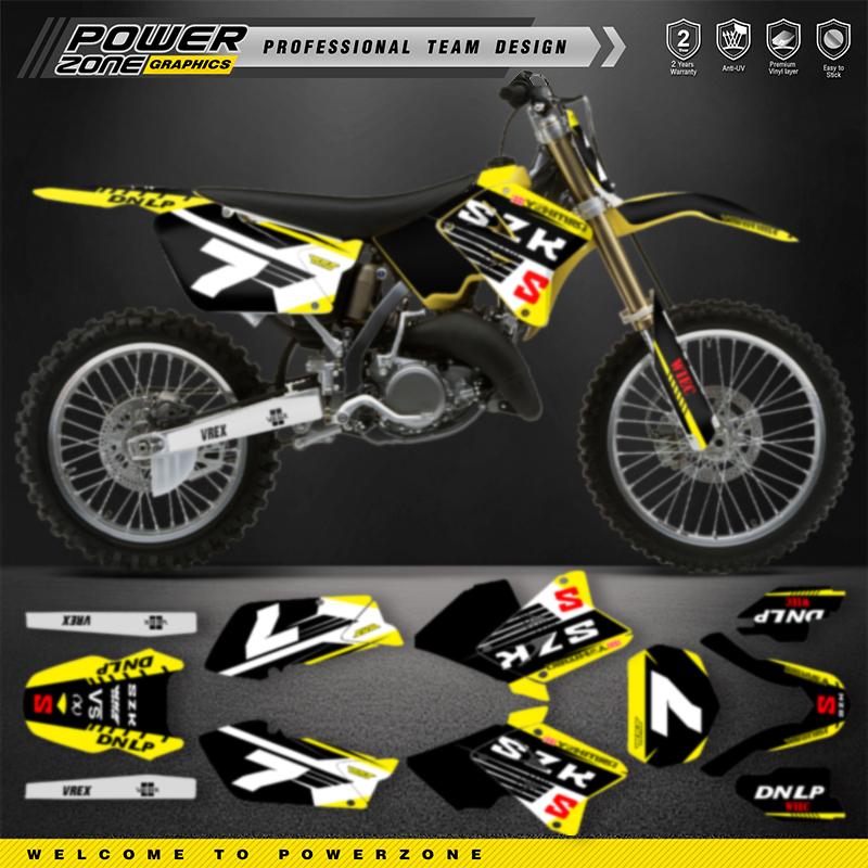 PowerZone Custom Team Motorcycle Graphic Decal Stickers Kit For SUZUKI RM250 2001-2012 RM125 250cc Name Number Custom