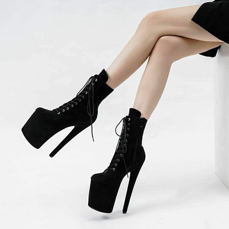 20CM Donna Tacchi Alti Sexy Pole Dance Piattaforma Nightclub Modello Passerella Stivali Corti Scarpe da Club